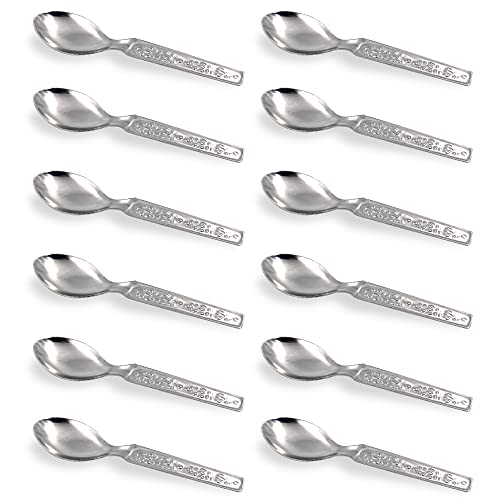 KSJONE Stainless Steel Masala Spoons for Small Containers Mini Spoon for Masala Dabba Spices Spoons, All Tea Coffee Sugar & Spices 4 inch (12 Pcs)