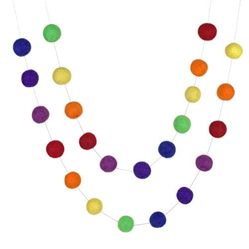 Wool Couture Rainbow Felt Ball Garland