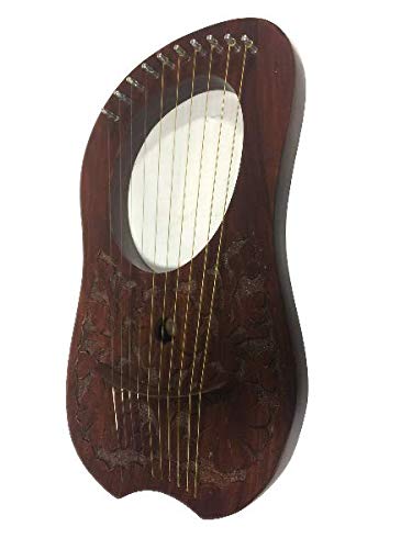 10 Strings Lyre Harp with free Metal Strings, Tuning Key and Carrying Bag.