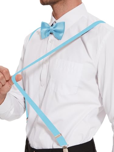Image of habibee Suspenders and Bow Tie Set for Men, Adjustable Elastic Braces with Y-Back, Diverse Colors, Strong Clips