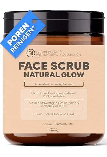 Exfoliante facial de café orgánico: con mezcla de cítricos/vainilla y jojoba; para cualquier piel; limpia los poros y elimina la caspa de la piel; para una piel radiante, lisa y suave; con manteca de