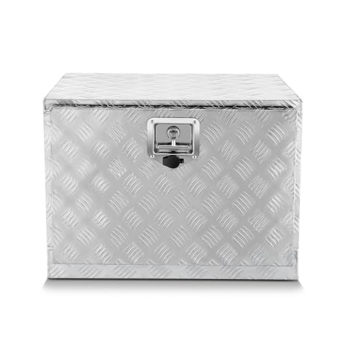 DNA MOTORING Rear Truck Bed Trailer Key Lock Aluminum Storage Tool Box 19.5" L X 19.5" D X 18" H Silver,TBOX-T5-003-ALU