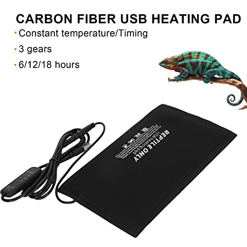 3 Gear Temperature Adjustment Under case Warmer Small Animals USB Temperature Control Heating Mat for Turtles Lizard Snakes (L), Reptiles Heating Pad, Reptiles Heating Pad Reptiles USB Heating Pa
