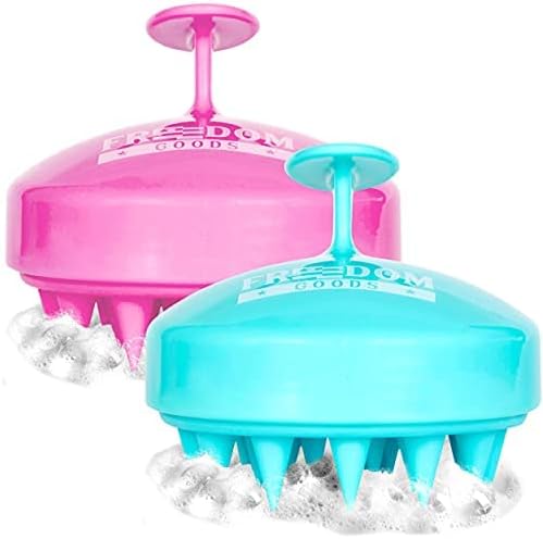 Hair Scalp Massager 2-Pack (Gentle Bristles), Scalp Exfoliator (Wet or Dry), Hair Shampoo Brush (Works on Long, Short, or Curly Hair), Scalp Scrubber for Dandruff, Scalp Stimulator for Hair Growth