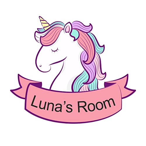 Image of Kids Unicorn Shaped Bedroom Door Sign Personalised for You - Any Name! Door Plaque,Girls/Boys,Nursery,Decor,Kids Room,Animals