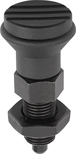Kipp 03090-2308 Steel Indexing Plunger, Black Oxide Finish, Pull Knob, B Style, Locking Pin Hardened, Metric, M16 x 1.5 Thread, 74 mm Length