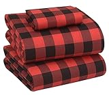 Picture of RUVANTI Flannel Sheets Twin Size - 100% Cotton Double Brushed Twin Sheets Set, Deep Pockets 16 Inches, All Seasons Breathable & Extra Soft Bed Sheets, Warm & Cozy, 3 Piece, Red & Black Plaid