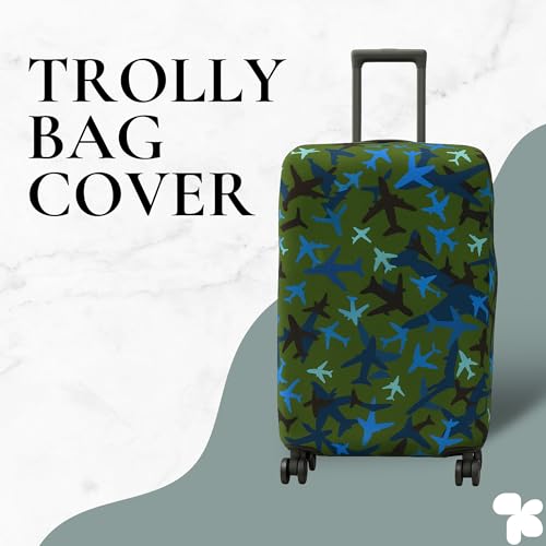 Image of AMPEREUS Trolley Bag Cover - Stretchless, Waterproof and Polyester Fabric with Plane Print Luggage Cover for Medium Size Suitcase Luggage Cover (24 Inch)