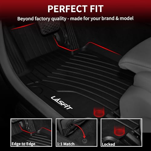 Image of LASFIT Floor Mats & Cargo Mat for Mercedes Benz GLC SUV 2016-2022 | Fit for GLC 300 /350e /43 AMG /63 AMG(๐๐จ๐ญ ๐
๐ข๐ญ ๐๐จ๐ฎ๐ฉ๐), All Weather TPE 1st & 2nd Row Floor Liners & Trunk Mat, Black