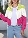 LAOARA Women's colorblock Y2k oversized windbreaker 90s 80s jackets neon windbreaker Bomber Jacket Yellow S