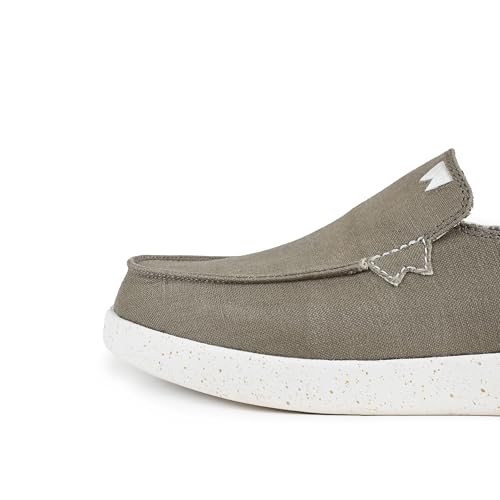 Image of Kickback Barbeach Canvas Mens Slip On Loafers - Lightweight Canvas Slip in Shoes - with Leather Lined Memory Foam Insoles - Mens Casual Slip on Summer Shoes - Machine Washable