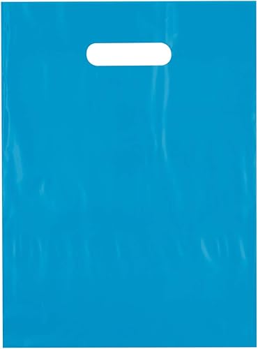 9x12 verde azulado troquelado mango plástico bolsas de compras 100cs