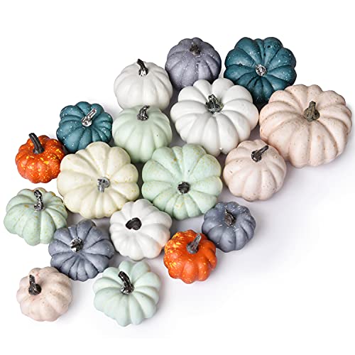 Dearhouse 18Pcs Fall Artificial Pumpkins Harvest Frosted Pumpkins White Foam Faux Pumpkins For Fall Autumn Season Halloween Thanksgiving Harvest Holiday Festive Decor #TOP27