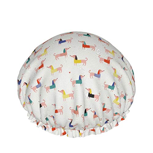 Cute Dachshund Shower Cap Women Double Layer Waterproof Bath Cap Eva Lining Design For All Hair Lengths