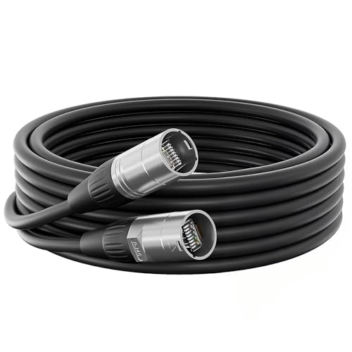 NUOSIYA Ethercon Cable, Shielded Cat 5e Ethernet Cable Compatible with EtherCON RJ45 Connectors in Silvery for Professional Audio, Video and Networking Applications (1, 20FT)