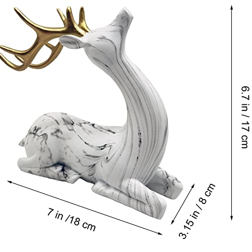 Elfwill Resin Deer Reindeer Statue Sculpture, Nordic Style Matte Surface Sitting Standing Reindeer Collection For Home Office Decor(Black&White) #TOP2