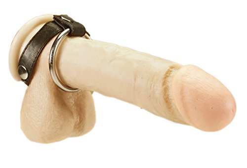 Rimba Anneau pénien en cuir Nappa avec anneau métallique remplaçable de Anneau de pénis Noir 40 mm