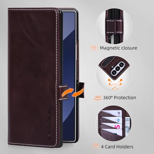 Coque Galaxy Z Fold 7 cuir véritable étui portefeuille 8" - 4