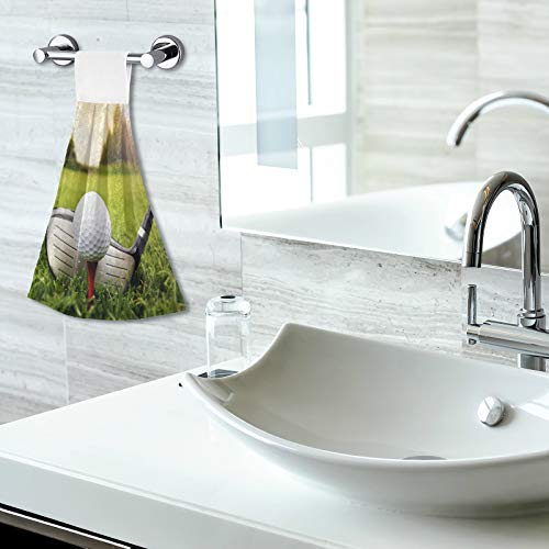 Sport Golf Ball Grass Hanging Hand Towels 2 Pack For Kitchen Bathroom, Soft Absorbent Coral Fleece Tie Towel Thick Microfiber Dish Towel Washcloth Machine Washable With Loop #TOP5