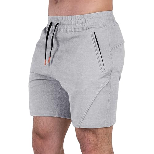 FIRSTGYM Mens Athletic Shorts 7 inch for Casual Running Sports Gym with Zipper Pockets
