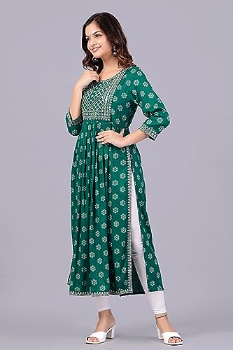 Image of NEW4U Women's Sequin Zari Embroidery Printed Naira Cut Kurti