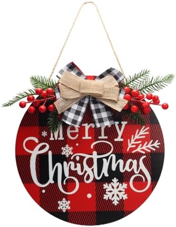 Christmas Wreath Xmas Decorations Wooden Christmas Decor Bow Deco...