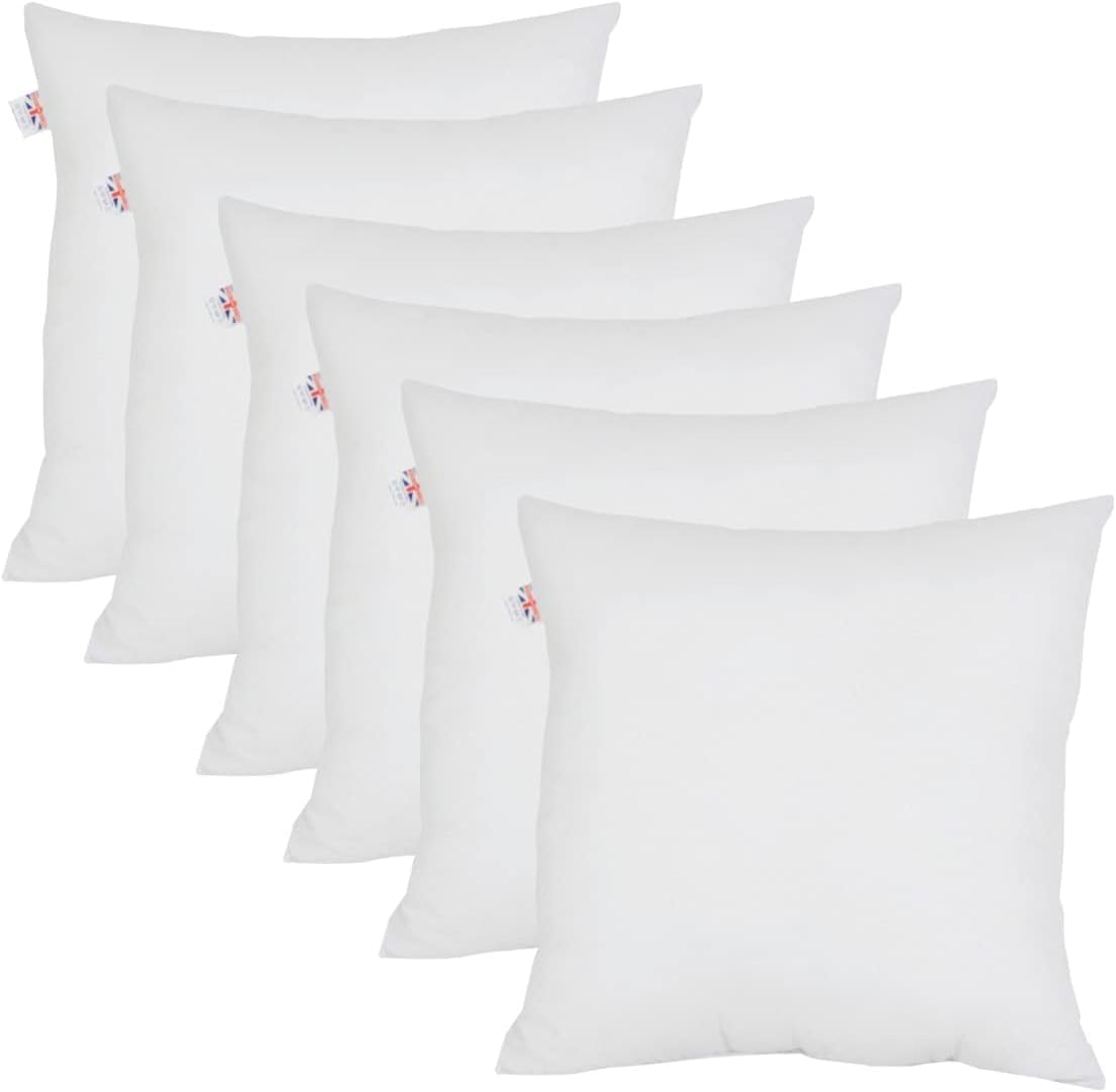 Adsin White Set Of 6 – 53Cm X 53Cm Odd Size Hollowfibre Cushion Pads New Inners Stuffer Square Pillow Insert Sofa Throw Hypoallergenic (Pack Of 6 | 21" X 21")