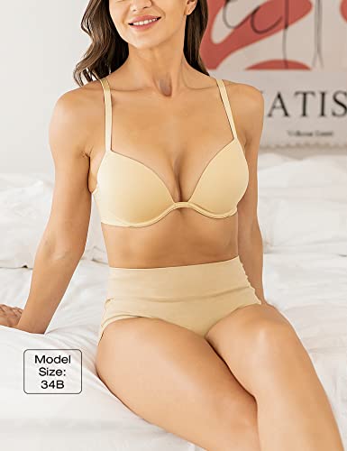 Deyllo Women’s Push Up Underwire Bra Super Padded T-Shirt Bra Add Two Cups(Beige,32Ddd) #TOP5
