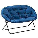 Tiita Double Living Room Chairs Loveseat, Dutch Velvet Modern X-Large 2-Seat Saucer Chair, Folding Accent Chair, Lounge Lazy Chair, Metal Frame Moon Chair for Bedroom, Living Room, Dorm Rooms
