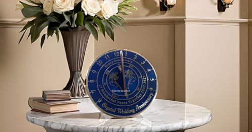 NauticalMart 15th Crystal Wedding Anniversary Sundial Gift for Husband or Wife, Parents, Grandparents, Friends, Couples, Engraved, Romantic Gift, Unique Marriage Present