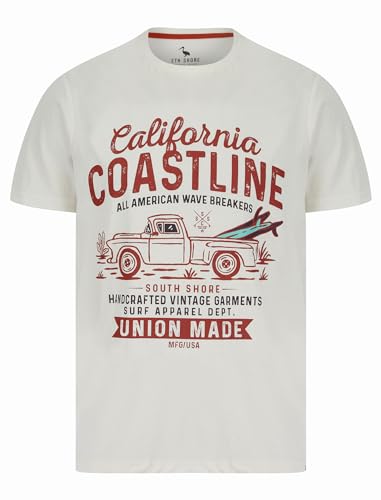 Sth. Shore Ballycastle - Maglietta da uomo in jersey di cotone con motivo vintage retrò, Marshmallow Bianco, S