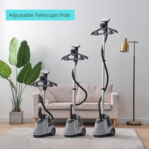 True & Tidy® Pro Heavy-Duty Commercial Full Size Garment Steamer for Clothes with 3 Steam Settings, Extra Large 2.9L (98 oz) Water Tank, 1800 watts, 90+min of Steam