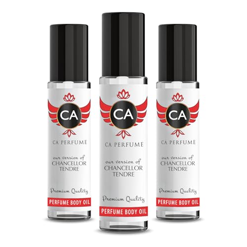 CA Perfume Impression of Chancellor Tendre for Women Eau De Parfum Floral Fruity Scent Long Lasting Perfumes for Women Travel Size TSA Ready for Day and Night Wear 0.33 Fl Oz 10ml (Pack of 3)