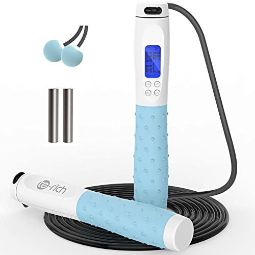 Image of Jump Rope, Weighted Jump Rope for Fitness, Skipping Rope with Counter - Heavy Handles, Adjustable Length - Cordless Jumping Rope for Men Women Kids Fitness Exercise Training