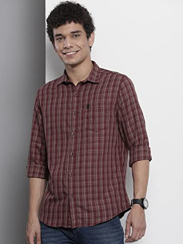 Image of The Indian Garage Co Men Regular Fit Checkered Full Sleeves Cutaway Collar Casual Shirt