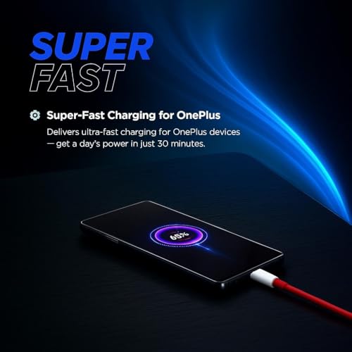 Image of Oneplus 80W Supervooc Charging Adapter with USB 3.3 Ft Red Cable for Oneplus 15, 13S,13R,13, Samsung, Realme, Tecno, Infinix, Motorola Mobiles (Wrap, Rapid, Flash, SuperDart, Quick, Turbopower) White