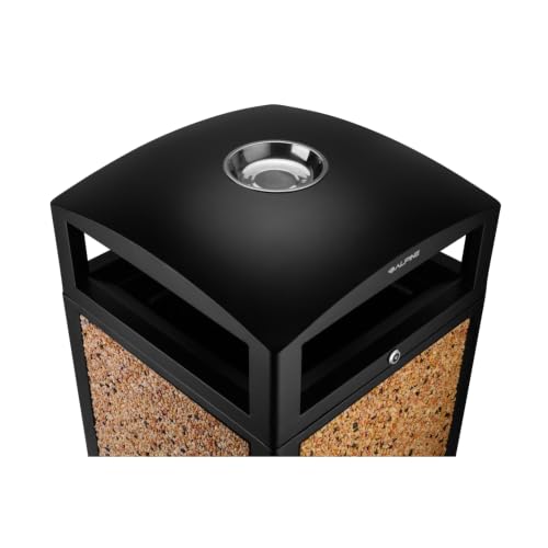 Image of Alpine Industries Rugged 40-Gallon All-Weather Outdoor Recycle Bin Trash Container - Weather Resistant Metal Trash Can with 4 Openings and Lockable Lid Use in Commercial Spaces and Open Ground Areas