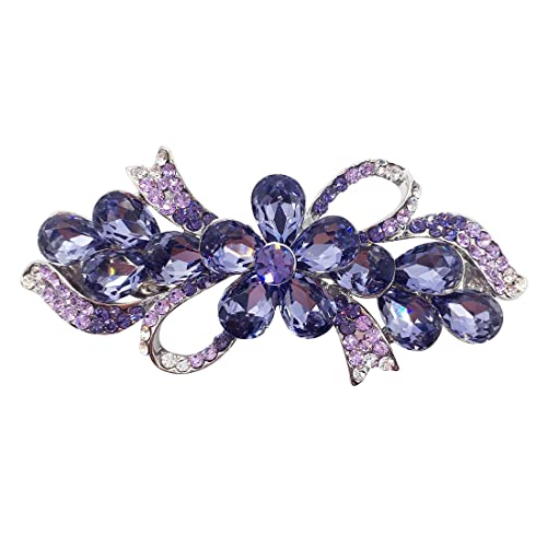 GONDNOWS-1 Stück Damen Kristall Strass,Haarspange Clip, Strass Blume Gorgeous Wassertropfen Kristall Haarschmuck für Damen,für Hochzeit/Muttertag/Valentinstag/Jubiläum(Violett) Cover