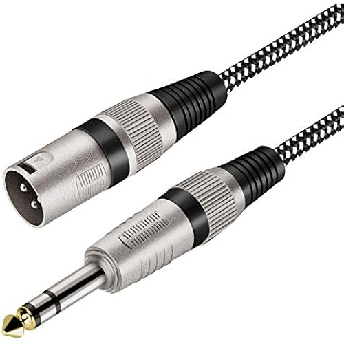 XLR Male to 1/4 Inch TRS Cable 3 FT, Nylong Braided XLR 3 Pin Male to Quarter inch 6.35mm TRS Balanced Interconnect Wire Mic Cord (Pure Copper Conductors)