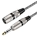 XLR Male to 1/4 Inch TRS Cable 10 FT, Nylong Braided XLR 3 Pin Male to Quarter inch 6.35mm TRS Male Balanced Interconnect Wire Mic Cord (Pure Copper Conductors)