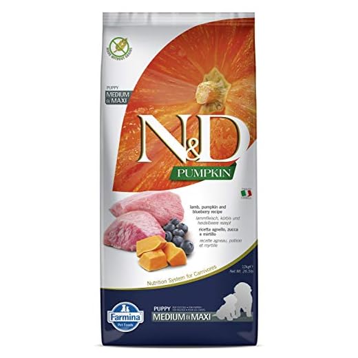 Farmina N&D Dry Puppy No-Grain Pumpkin Medium/Maxi Lamb & Blueberry 26.4 Pounds
