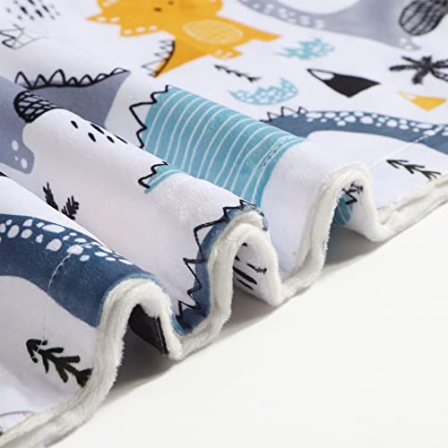 Donsonny Baby Blanket For Boys Girls Soft Minky With Double Layer Dotted Backing, Color Dinosaurs Printed 30 X 40 Inch Receiving Blanket #TOP4