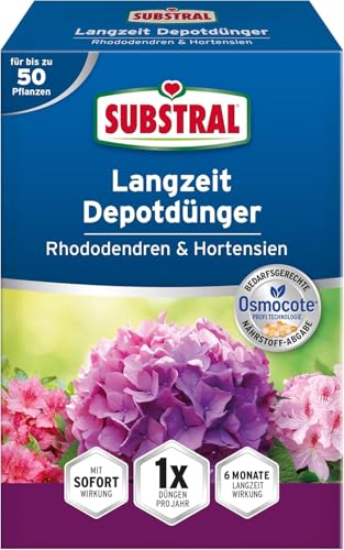 Substral Langzeit Depotdünger für Rhododendren & Hortensien, 750g, Himbeeren, Heidelbeeren, u.a, düngt 6 Monate
