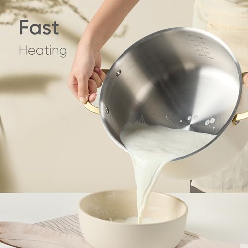 image for CAROTE 8QT Full Clad Tri Ply Stainless Steel Stock Pot with Lid, Kitch