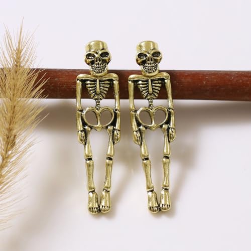 2026 Skeleton Halloween Studs Earrings for Women,Spooky Halloween Gifts,Threadless Skull Stud for Mom/Daughter/Teacher/Adults/Grandma/Wife (gold) — view 5