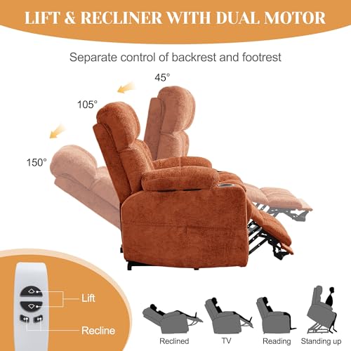 Image of Korser Oversized Dual Motor Power Lift Recliner for Elderly with Adjustable Headrest, Extra Wide Recliner Chairs with Massage and Heat, Electric Lift Chair with Storebox Cupholder, USB Ports, Type C