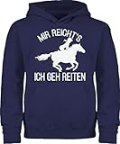Tiermotiv Animal Print - Mir reicht's ich GEH reiten mit Pferd und Reiterin - weiß - 140 (9/11 Jahre) - Navy Blau - Mir reichts ich GEH reiten - JH001K JH001J Just Hoods Kids Hoodie - Hoodie Kinder
