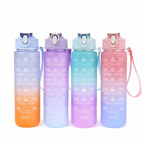 Image of 900ml Motivation Water Bottle with Time Marker | Leakproof Flip Lid | BPA Free Sports Water Bottle for Gym, Office, School & Travel [ Multicolor Pack of 1 ]