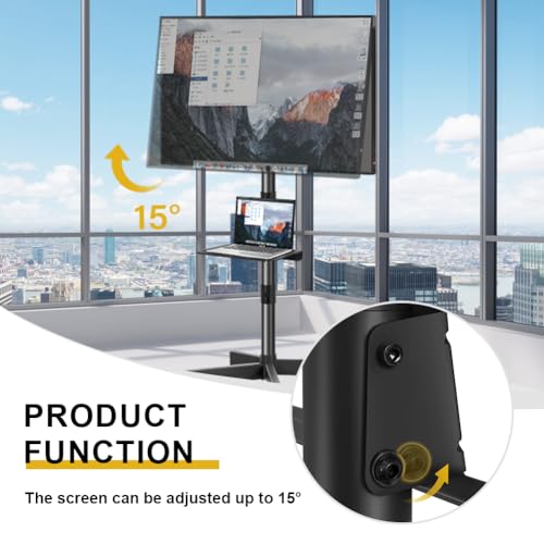 Image of WKWKER Mobile TV Cart Rolling TV Stand for 23-65 Inch LCDLED Flat Panel Curved Screen TVs up to 88lbs Height Adjustable Shelf Portable Floor TV Stand with Wheels Rolling Floor Stand Max VESA 400X400mm