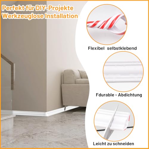 Flexibel Deckenleisten Selbstklebend Dreieck Zierleiste – Einfache Montage, Anpassbar, Wasserdicht, 5 Meter, Ideal Für Wohnzimmer, Küche, Badezimmer, DIY Heimwerker, Modernes Design